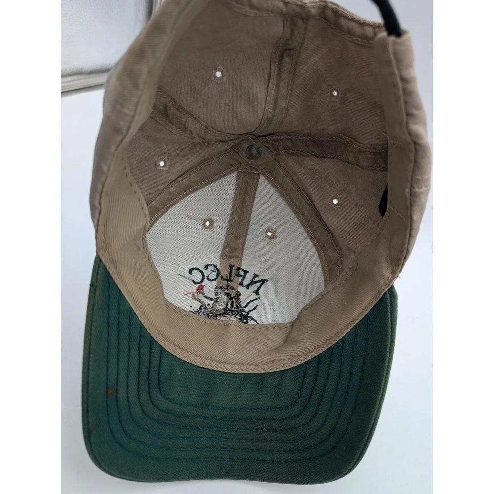 Vintage NFLCC National Fishing Lure Collectors Club Frog Hat Tan Green Strapback